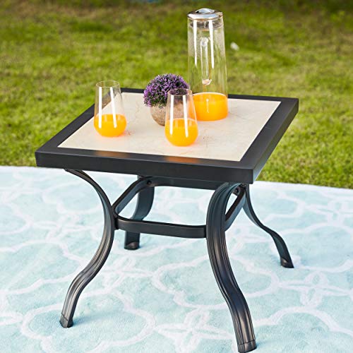 LOKATSE HOME 21" Outdoor Square Patio Dining Table Metal Steel Legs