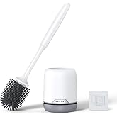 Lefree Silicone Toilet Brush and Holder Set - Bathroom Brush | TPR Soft Bristle Bowl Brush with Ventilated Holder, Quick Drying No Water Accumulation for Bathroom Wall Mount Floor