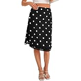 Yousify Womens Polka Dot Midi Skirt Going Out Low Rise Skirts Mesh Ruffle Hem Casual Skirt