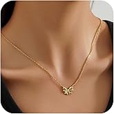 Cwmas Necklace for Women Bow Necklace Cute Bow Pendant Chain Choker Dainty 14K Gold-Plated Gold Necklaces for Women Trendy Jewelry