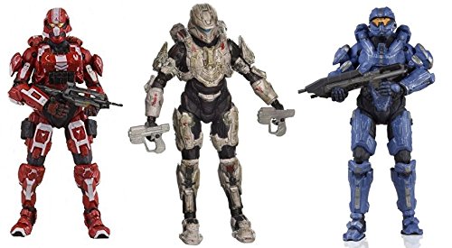 McFarlane Toys Halo 4 Series 3 Exclusive Spartan Soldier Red, Commander Palmer & Spartan Thorne Action Figure Bundle