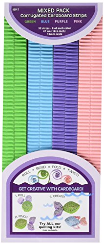 Quilled Creations Q841 Corrugated Quilling Paper, 18.5 by 10mm, Blue/Green/Purple, 32-Pack
