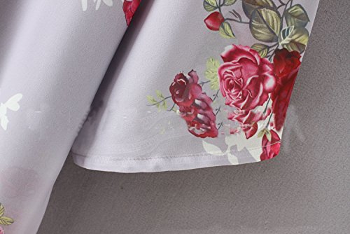 Women Floral Loose Kimono Chiffon Coat Cardigan Boho New Jacket Blouse (2XL, Grey)