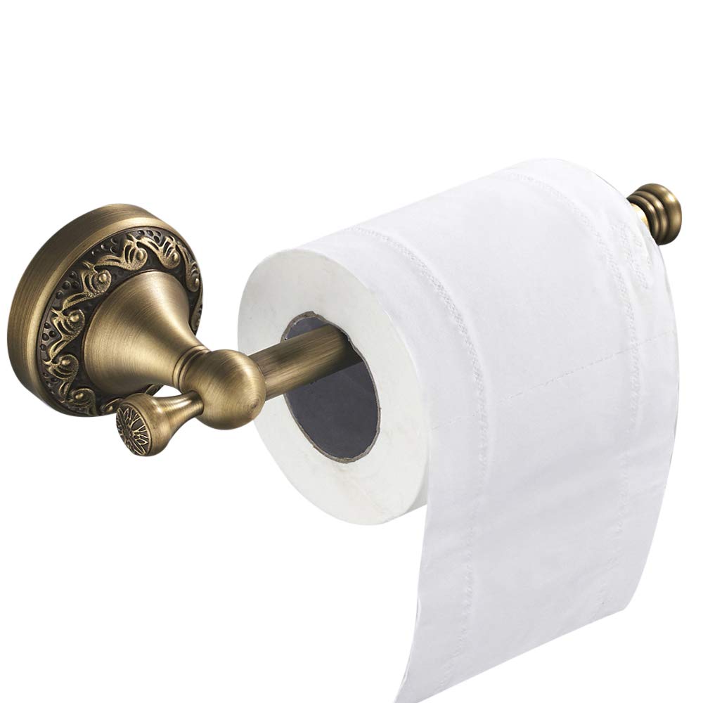WOMAO Toilet Roll Holder Brass Antique, Vintage Retro Toilet Paper Holder for Bathroom Kitchen Decorative Wall Mounted Paper Storage