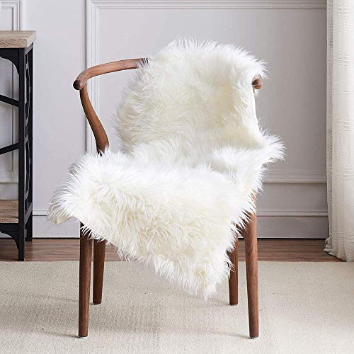 LEEVAN Faux Sheepskin Fur Rug Fluffy Computer Office Chair Couch Cover
