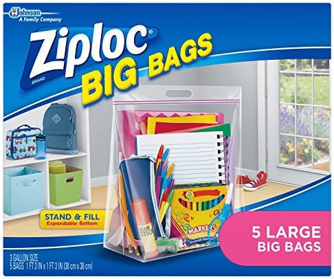 Ziploc Storage Bags Double Zipper Seal Expandable Bottom Large 5 Count Big Bag Health Personal Care Amazon Com