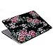 HDE Plastic Hard Shell Case and Keyboard Cover for MacBook Pro 13 with Retina Display (Models: A1425/A1502), Black Flowers