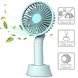 Mini Handheld Fan, Portable USB Fan with Dock, Dual Use Rechargeable Desktop Fan for Office, Outdoor, Camping, Beach etc, Personal Travel Accessories - (3 Speed, Blue)