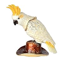 HSRT Cockatiel Trinket Jewelry Ring Box Crystals Jeweled Cockatoo Bird Figurine Gifts