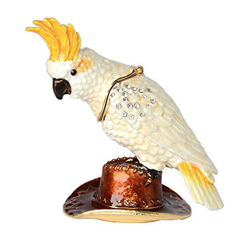 Cockatiel Trinket Jewelry Ring Box Crystals Jeweled Cockatoo Bird Figurine Gifts