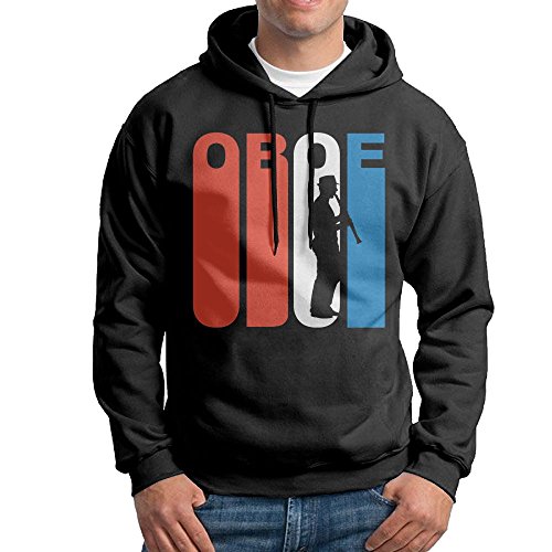 ZhiqianDF Red White And Blue Oboe Men's Pullover EcoSmart Fleece Hooded Sweatshirt Black S