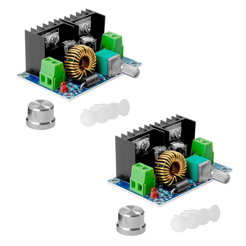Pack of 2 XL4016E1 DC-DC Step Down Buck Converter with Extended Potentiometer, Voltage Converter PWM Adjustable 4-40V to 1.25-36V 8A Step Down XH-M401 Compatible with Arduino Includes E-Book
