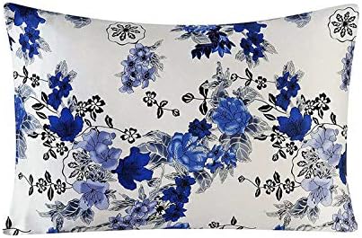 Natural Silk Pillowcase - New 100% Nature Mulberry Floral Silk Pillowcase Zipper Pillowcases Pillow case for Healthy Standard Queen King (19, King)