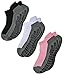 RATIVE Super Grips Anti Slip Non Skid Yoga Hospital Socks for Adults Men Women (Large, 3-Pairs/Black+White+Pink)