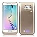 S6 Edge Battery Case,caka [Newest Version] 4200 Mah Backup External Battery Charger Case for Samsung Galaxy S6 Edge Rechargeable Power Bank Case,portable Backup Power Bank Case with Kickstand - (Gold)