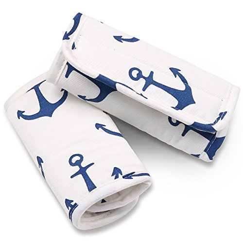 Navy Blue Anchor Car Seat and Stroller Strap Covers by The Peanut Shell - Thumbnail 2