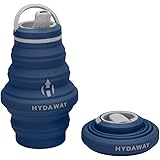 HYDAWAY Collapsible Water Bottle, 17oz Spout Lid | Ultra-Packable, Travel-Friendly, Food-Grade Silicone (Seaside)