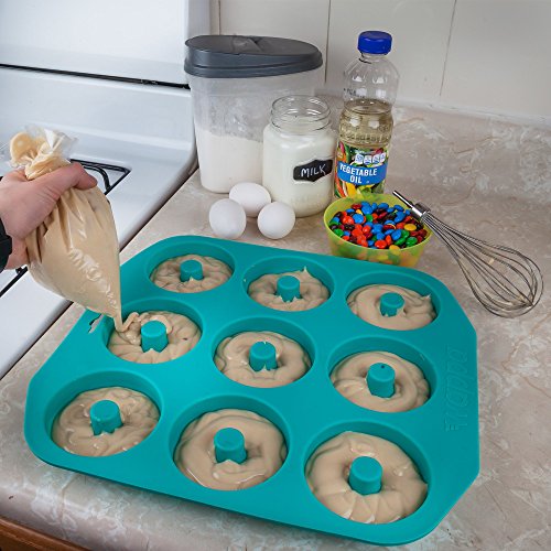 Wappa LARGE Top Silicone Donut Pan, 9 Cavity Baking Pan, Heavy Duty Donut Silicone The Home