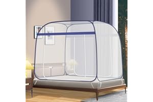 PARFINER Pop Up Mosquito Net for Patio Bed Tent King Size Portable Mosquito Netting with Bottom Mesh Tent for Outside or Inside (Blue)