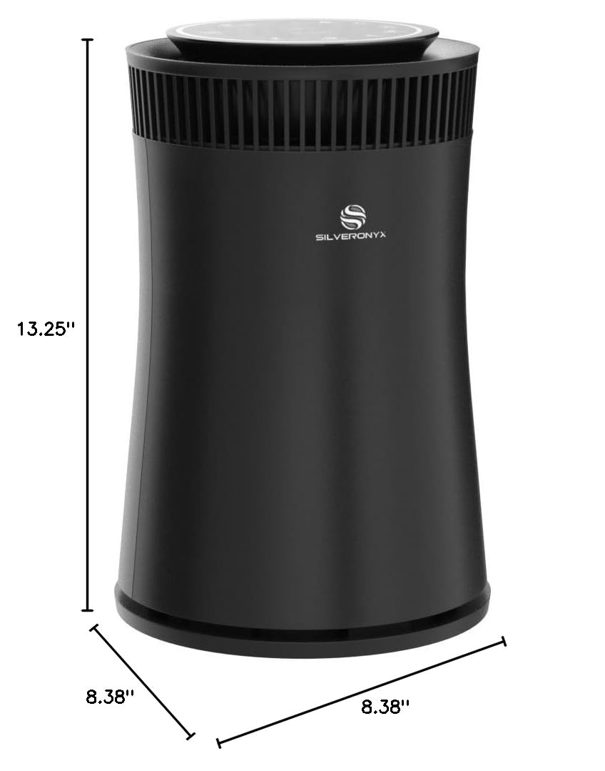 Air Purifier for Home Large Room – Covers Up to 500 Sq Ft, 5-in-1 HEPA Filter System for Allergies, Pets, Smoke, Remove Dust & Odor – Quiet Sleep Mode, High Filtration Efficiency – SILVERONYX, Black