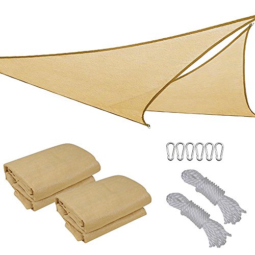 2x 16.5′ Triangle Sun Shade Sail Patio Deck Beach Garden Yard Outdoor Canopy Cover UV Bloc ...