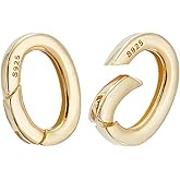 PH PandaHall 18k Gold Over 925 Sterling Silver Spring Gate Rings Clasp, 2pcs Necklace Shortener Clasps Oval Spring Clasp Connector Extender for Necklace Bracelet Keychain Jewelry Making, 13x10mm