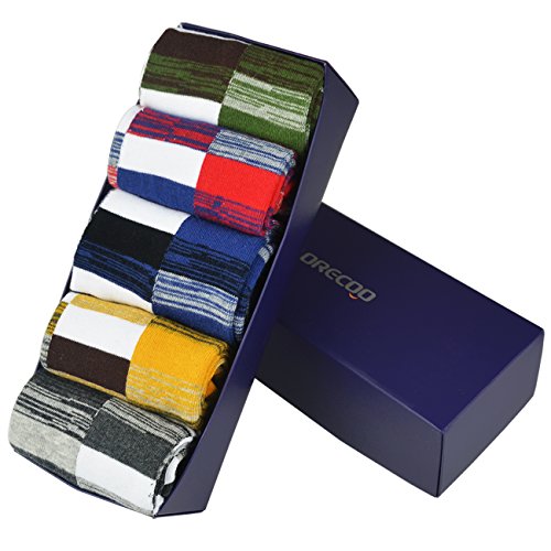 Morecoo Mens Cotton Dress Socks Ribbed Colorful Patterned Stripe Funky Socks for Men