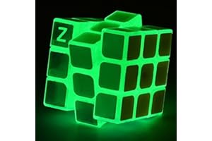Luminous Cube Fluorescent Speed Cube 3x3 Glow in Dark Magic Speed Cube Toys 3D Brain Teasers IQ Puzzles for Kids (Green)