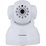 FLOUREON 720P Wifi IP Cam Support Pan/Tilt/ 10 Metres IR Night Vision/Motion Detection/P2P Mobile Remote View/Two-way Audio/Indoor Use SP012-White