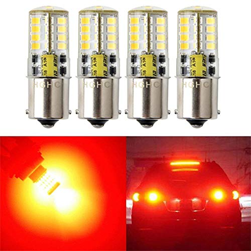 HGHC 1156 1141 1003 7506 Brilliant Red 5W BA15S Super Bright LED Bulb, 35W Equivalent, AC/DC12V, for Rv Tail, Brake Lights Turn Signal Blinkers (4Pack) (Red)