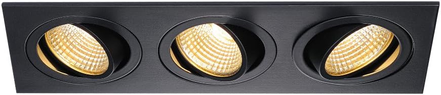 SLV New TRIA DL Square Set LED Ceiling Recessed Downlight COB 38 °, 2700 K, Includes Driver, Clip Feathers Black 114200