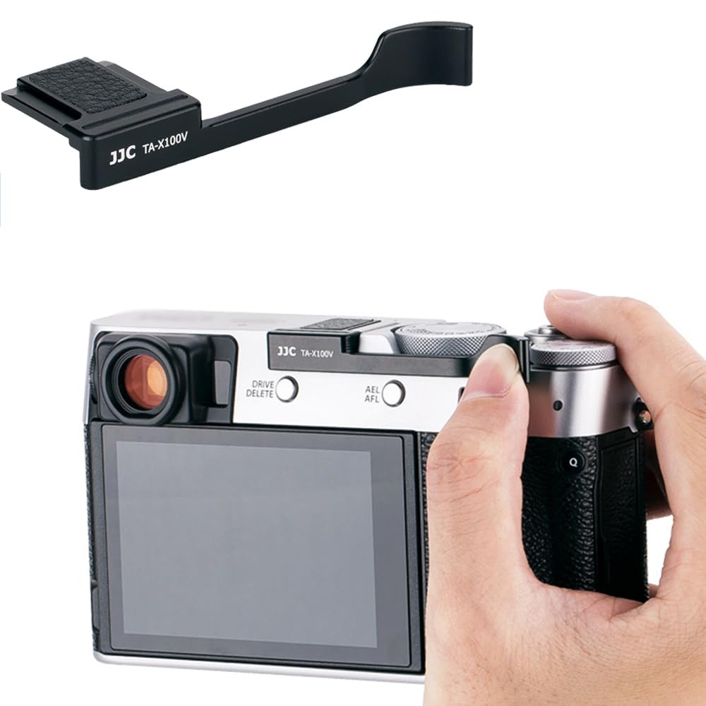 JJC Hot Shoe Thumb Up Grip for Fujifilm Fuji X100VI X100V, X100F and X-E4 X-E3 Camera Hand Grip, Thumbs Up Grips Better Balance & Grip Convenience - Black