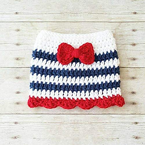 Crochet Baby Bow Skirt Dress Infant Newborn Photography Photo Prop 4th of July Independence Day Military American Flag Baby Shower Gift
