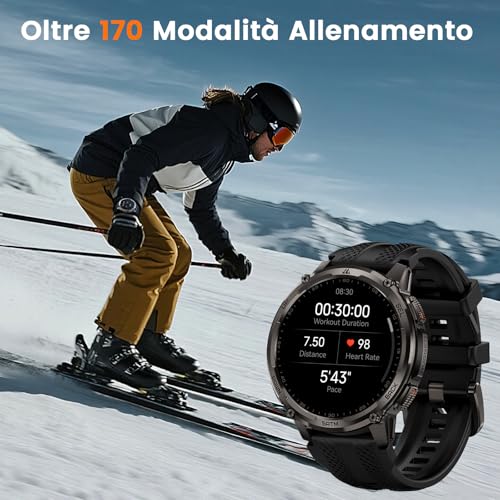 KOSPET Tank T4C Smartwatch with GPS, Full Metal Body, LED Flashlight, 50 Day Battery, Health Monitor 24/7.5ATM/IP69K, 170+ Sports Modes, 1.5 Inch Screen, Android & iOS Black