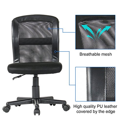 2-Packs YAMASORO Office Mesh Task Chairs Mid Back without Arms Desk Chair Swivel ,Reception Room Black - Thumbnail 7