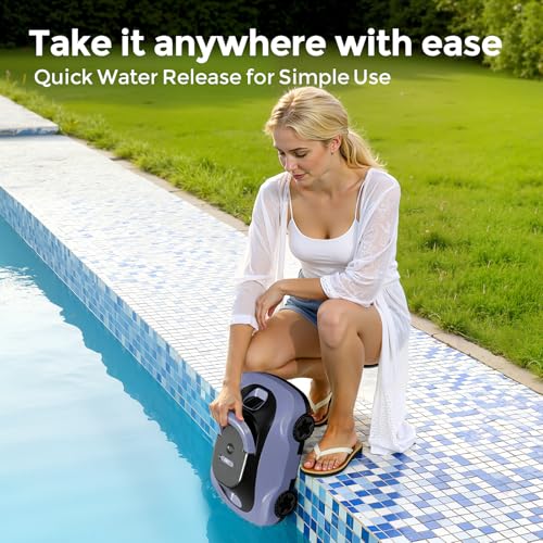 OUCAXIA C5 Cordless Robotic Pool Cleaner with 180-Min Runtime, 2.7L Large-Capacity Filter Basket, Self-Parking & Lightweight Design, for Above-Ground & In-Ground Pools up to 2,200 Sq.Ft (Lilac)