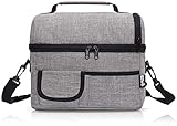PuTwo Lunch Bag Insulated Tote Large Capacity with Adjustable Shoulder Strap Lunch Bag Allerbaby - Grey