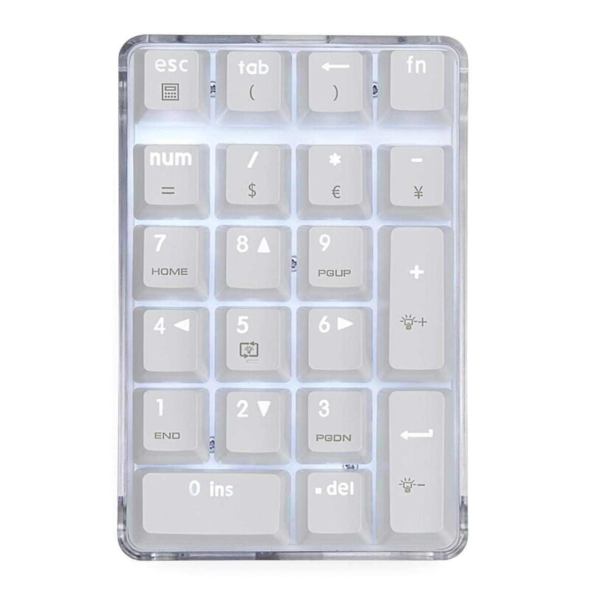 Photo 1 of Qisan Mechanical Numeric Keypad GATERON Brown Switch Wired Crystal Case White Backlit Gaming Keypad 21 Keys Mini Numpad Portable Mechanical Numpad Extended | Laptop Accessories | keypad for Computer