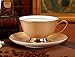 Jusalpha® Porcelain Tea Set-Golden Brown Tea Cup and Saucer Coffee Cup Set with Spoon FD-TCS09 (Set of 6)