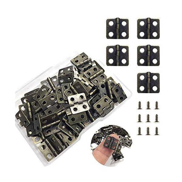 50 Pièces Bronze Antique Mini Charnières Charnières Rétro Avec 200 Vis