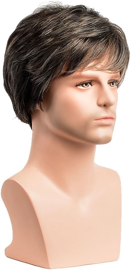 Royalfirst Mens Short Straight Synthetic Hair Wigs Male Father Mature Natural Looking Wig for Middle Aged and Old Men - Image 4