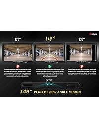 Cámara de visión trasera para coche con retrovisor con ángulo de visión perfecto de 149 grados, 4 luces LED de visión nocturna, 9 niveles, resistente al agua, sensor de seguridad para salpicadero de coche