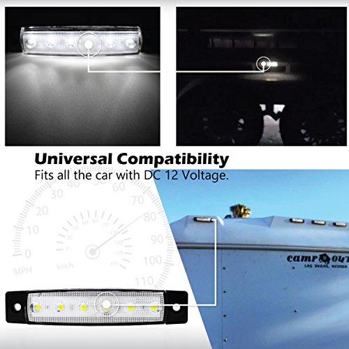 image for Meerkatt (Pack of 2) 3.8 Inch White 6 LED Side Marker Light Indicators