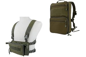 Tactical Chest Rig Vest + MOLLE Military Backpack for Airsoft Shooting Wargame Paintball