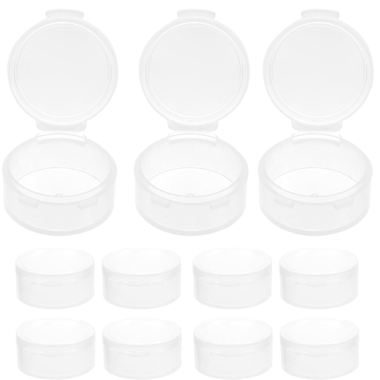 Photo 1 of HEALLILY 10pcs Small Pill Case Clear Round Plastic Storage Containers Pill Box Earplug Storage Box with Lids (White)
