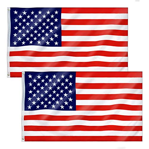American Flag-3x5 Foot US Flag,Bright Color and UV Fade Resistant,Premium Double-Stitched Edges,Brass Grommet for Outdoor,Garden,Indoor(2pcs)