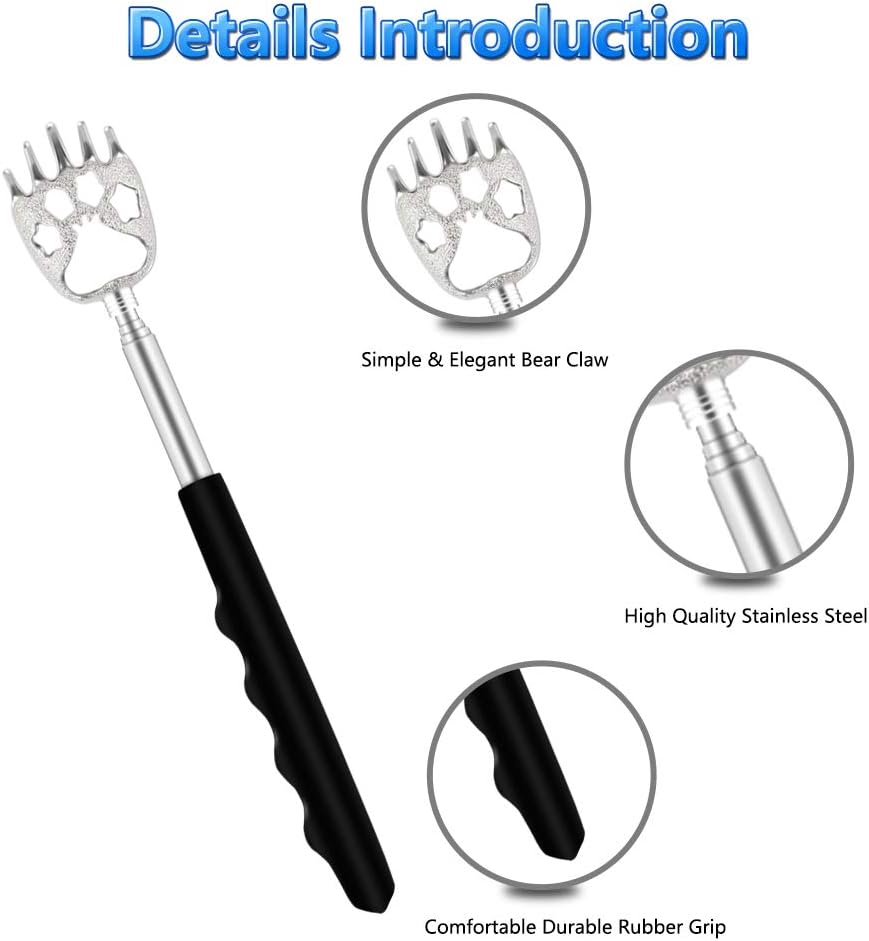 6 Pack Telescoping Back Scratcher - Bear Claw Back Scratchers - Portable Extendable Backscratcher with Rubber Handles in Black, Blue, Green, Purple, Red, Pink Color: Health & Personal Care