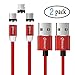 Qimose 360°Strong Magnetic Micro USB cable 3.3ft, Nylon Braided Extremely Durable Charging Cable with LED lights, Suitable for Android, HTC, Samsung, Pixel, LG, etc, (Red)