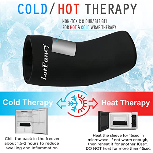 LotFancy Elbow Ice Compression Sleeve, Hot Cold Therapy for Tendonitis and Golfers Tennis Elbow, Reusable Gel Ice Pack Wrap Relieves Arm, Ankle, Wrist, Calf, Muscles, Joints Pain