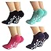 Lantee Non Slip Socks - Casual Floor Hospital Socks with Grips Cotton for Women, Pack of 4